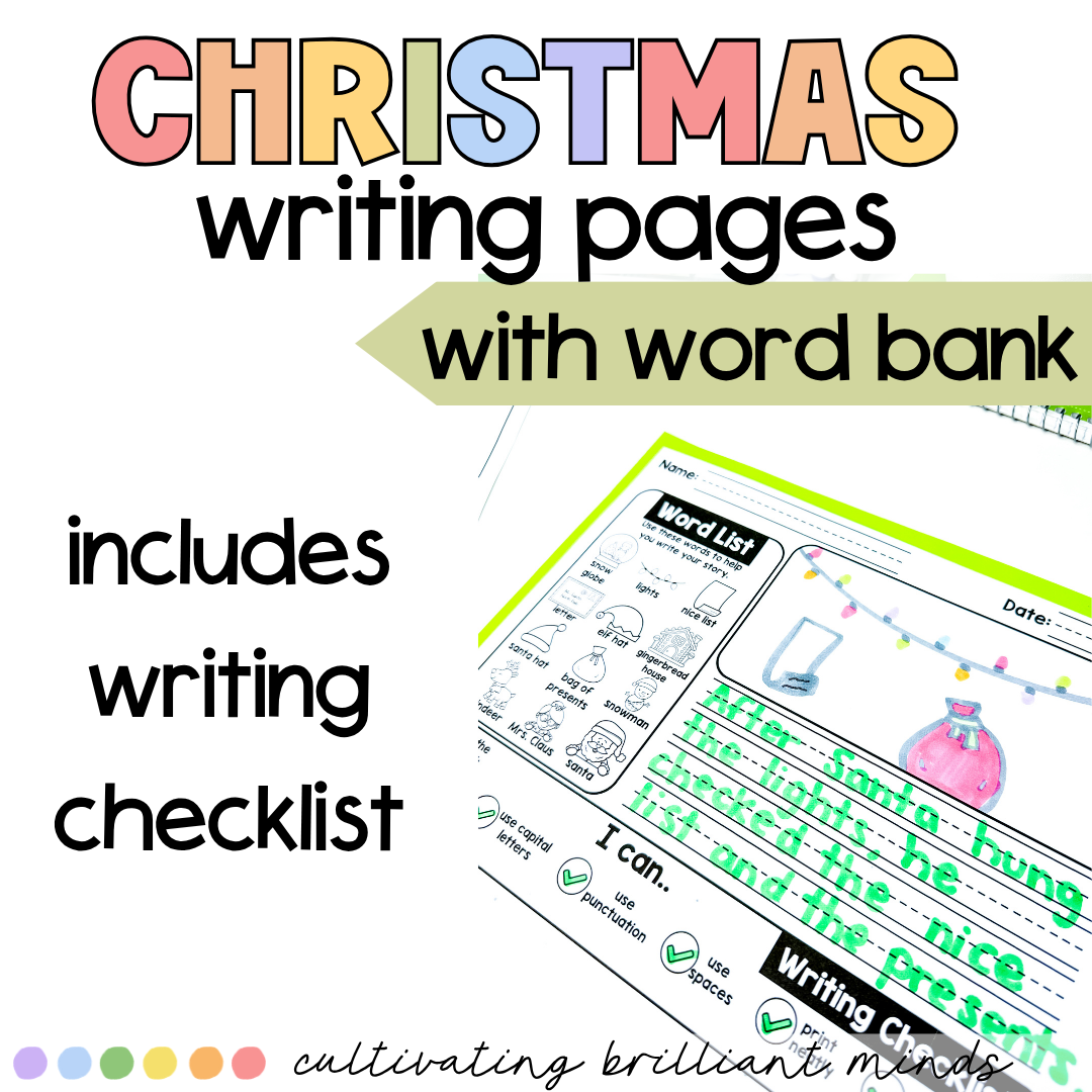 Christmas Writing With Word Bank4 - Cultivating Brilliant Minds Christmas Writing With Word Bank