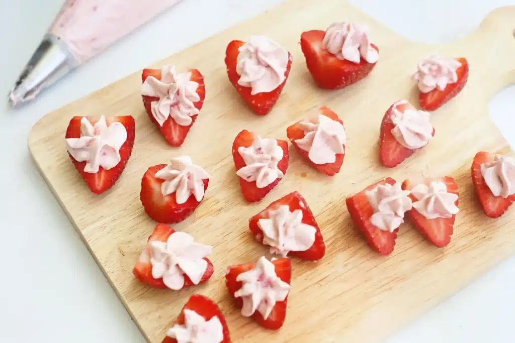 Deviled Strawberries - Cultivating Brilliant Minds strawberries with a strawberry cream cheese filling on top