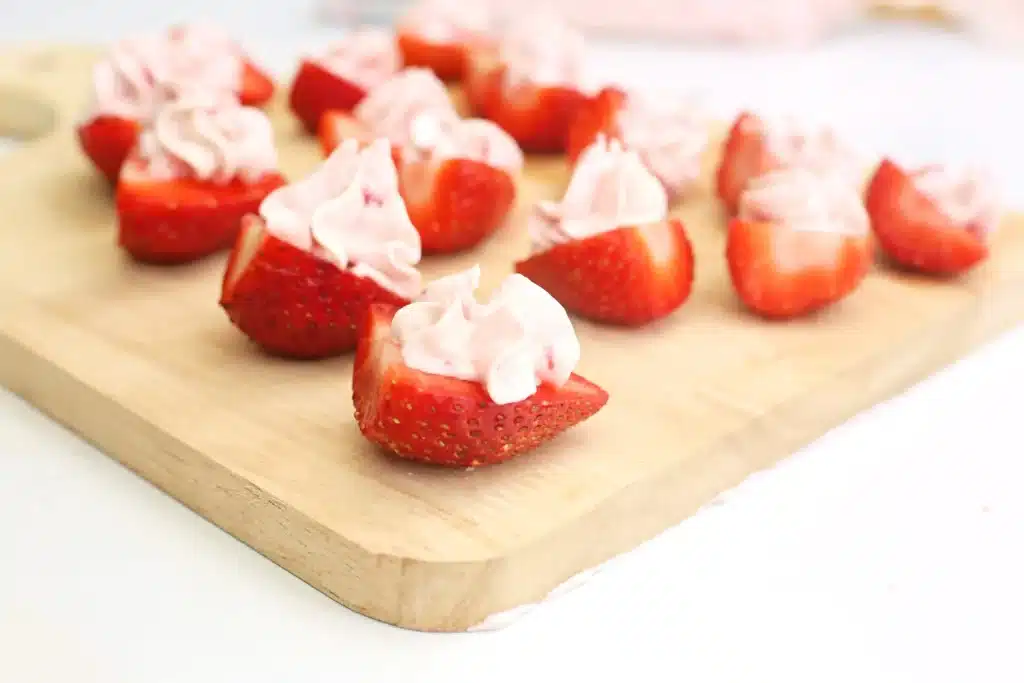 Deviled Strawberries - Cultivating Brilliant Minds strawberries with a strawberry cream cheese filling on top