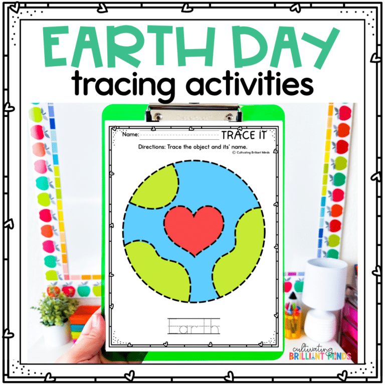 an earth day tracing activity of an earth