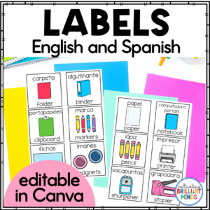 labels for a classroom that are in english and spanish