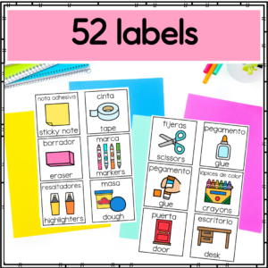 labels for a classroom that are in english and spanish