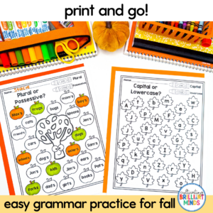 fall grammar printables
