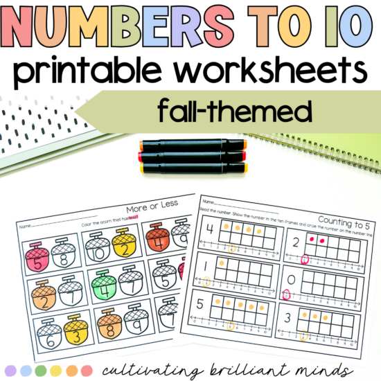 Fall Numbers to 10 Worksheets