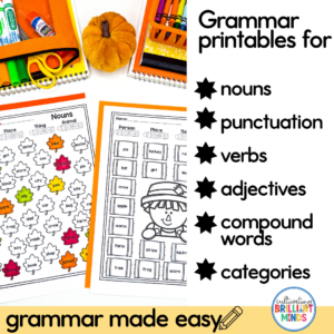 fall grammar printables