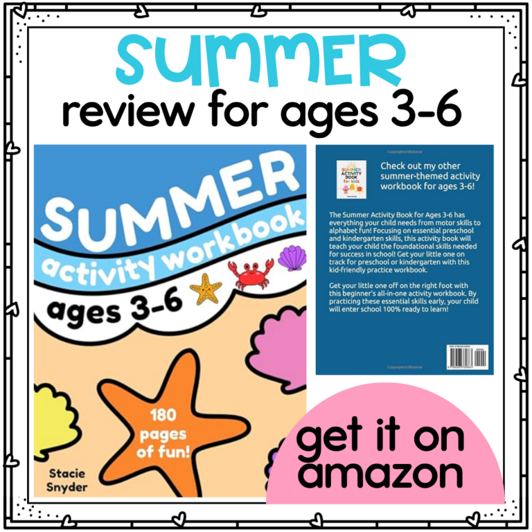 a Summer Activity Workbook for preschoolers and kindergarteners