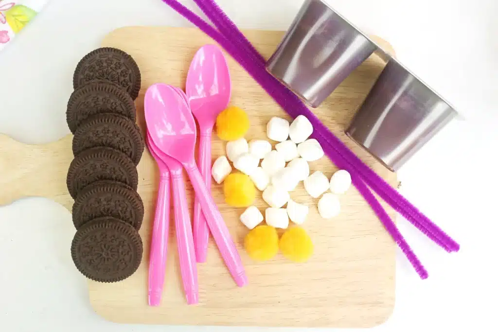 Flower Pot Parfait Cups - Cultivating Brilliant Minds ingredients to make the Flower Pot Parfait Cups