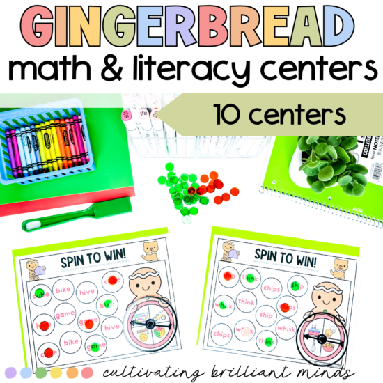 Gingerbread math and literacy centers