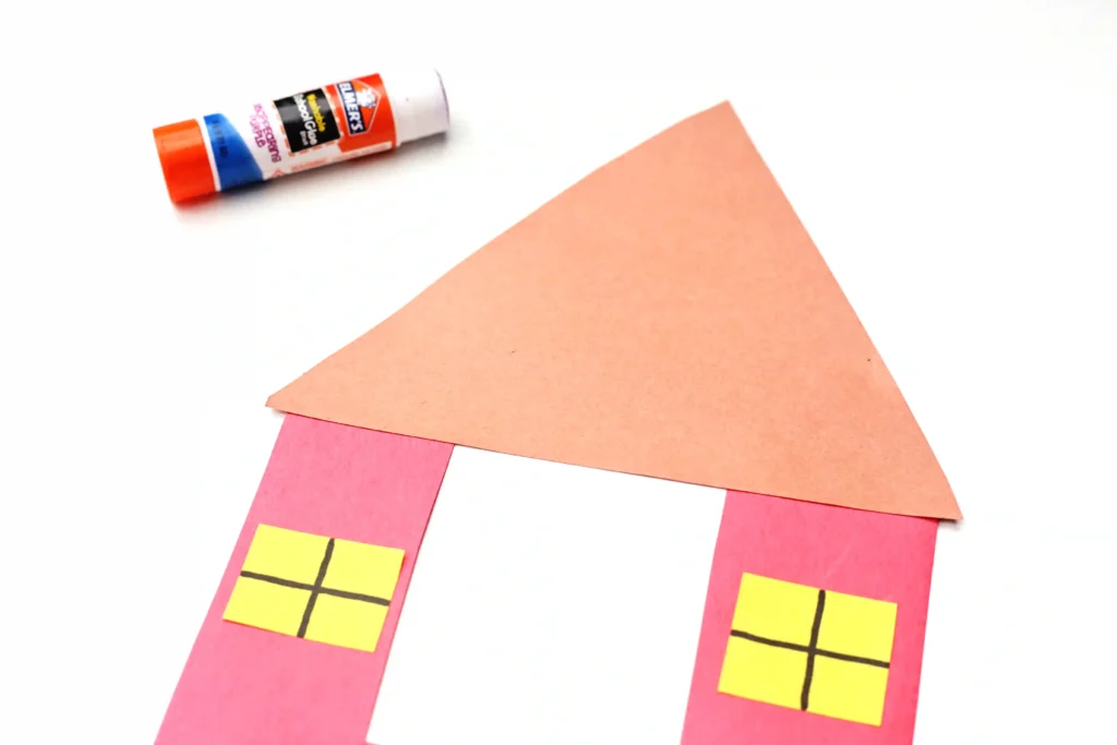Letter H House Craft - Cultivating Brilliant Minds a letter h cut out of construction paper and decorated to look like a house