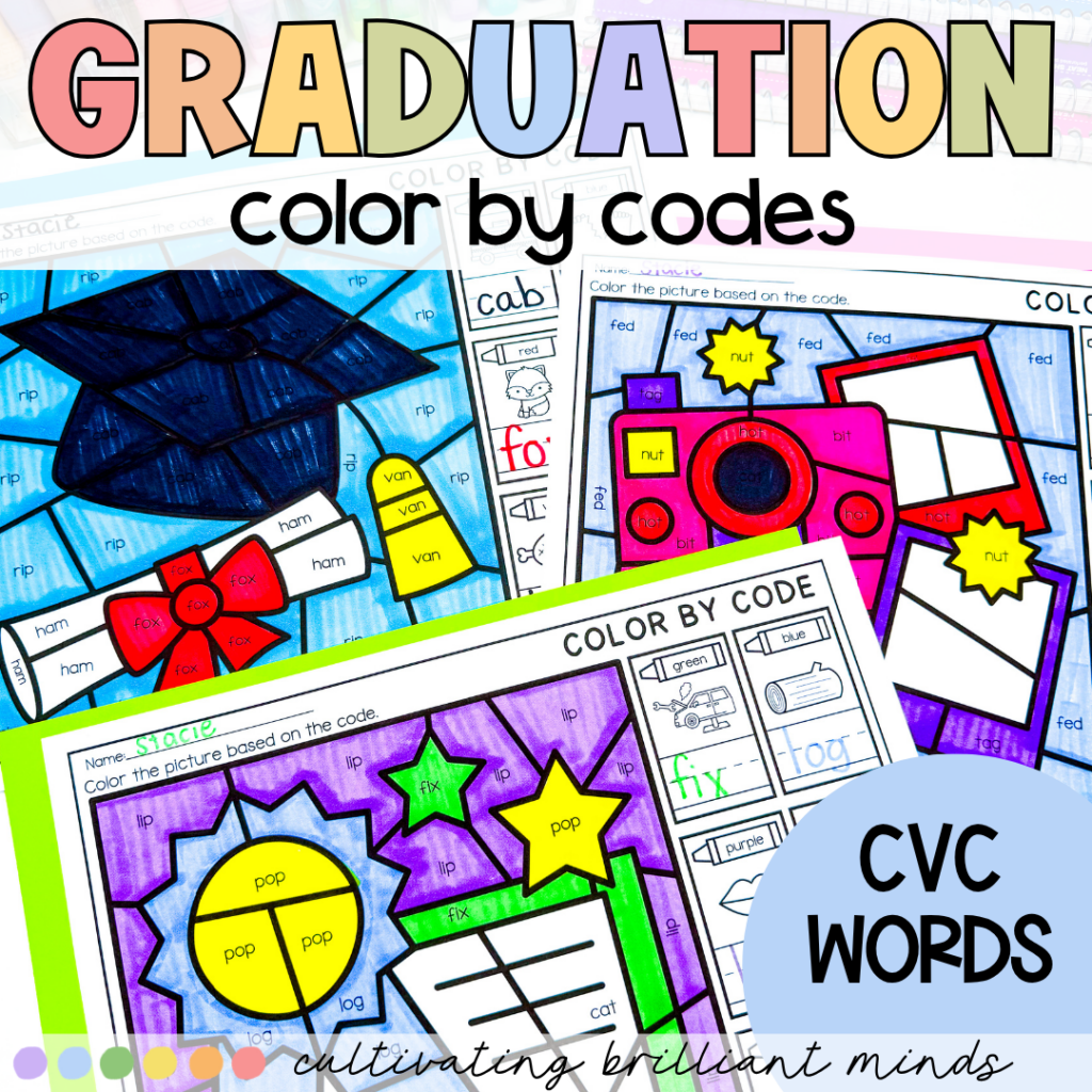 Graduation Color by Code - Cultivating Brilliant Minds Graduation Color by Codes that focus on cvc words