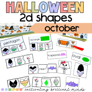 Halloween 2D Shape Math Task Cards