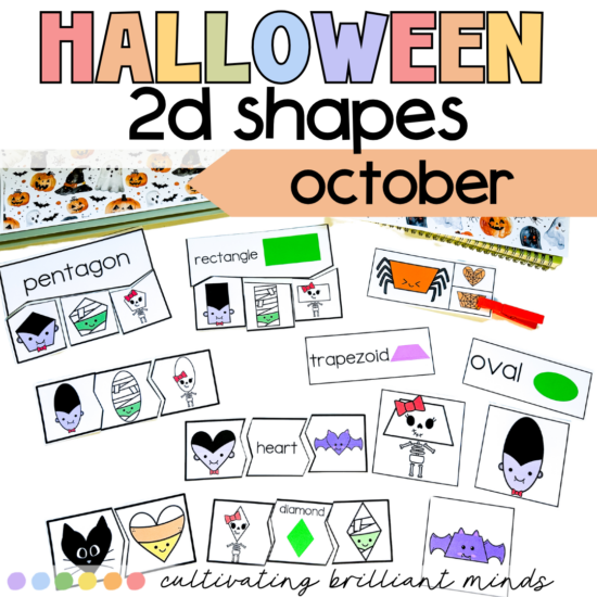Halloween 2D Shape Math Task Cards