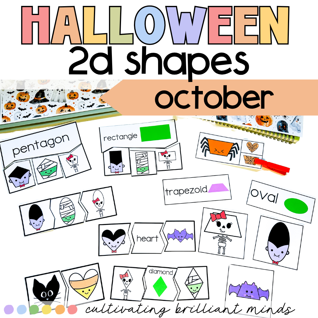Halloween 2D Shape Math Task Cards 1 - Cultivating Brilliant Minds Halloween 2D Shape Math Task Cards