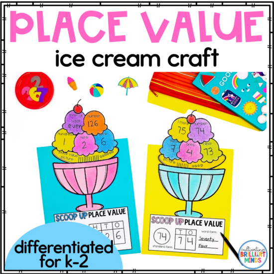 a banana split sundae craft that practices place value