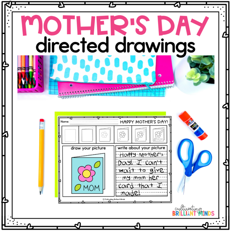 mother's day directed drawing on a card