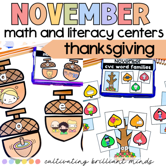 math and literacy centers for november
