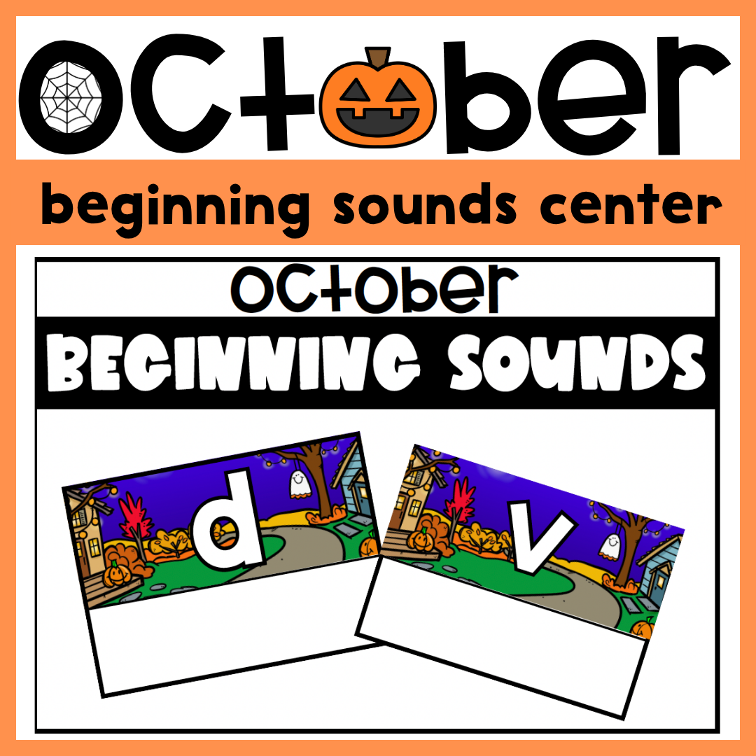 October Beginning Sounds Task Cards 1 - Cultivating Brilliant Minds October Beginning Sounds Task Cards