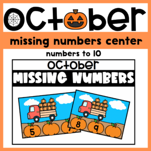 October Missing Numbers Task Cards
