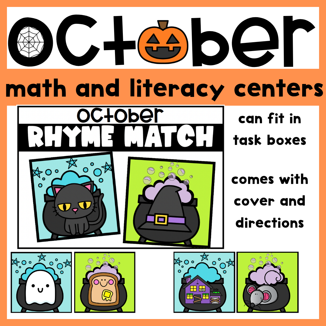 October Rhyming Task Cards2 - Cultivating Brilliant Minds October Rhyming Task Cards