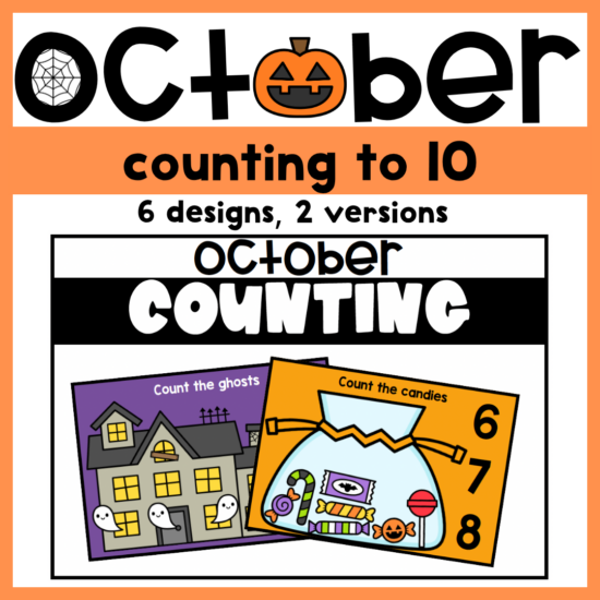 October counting to 10 task cards