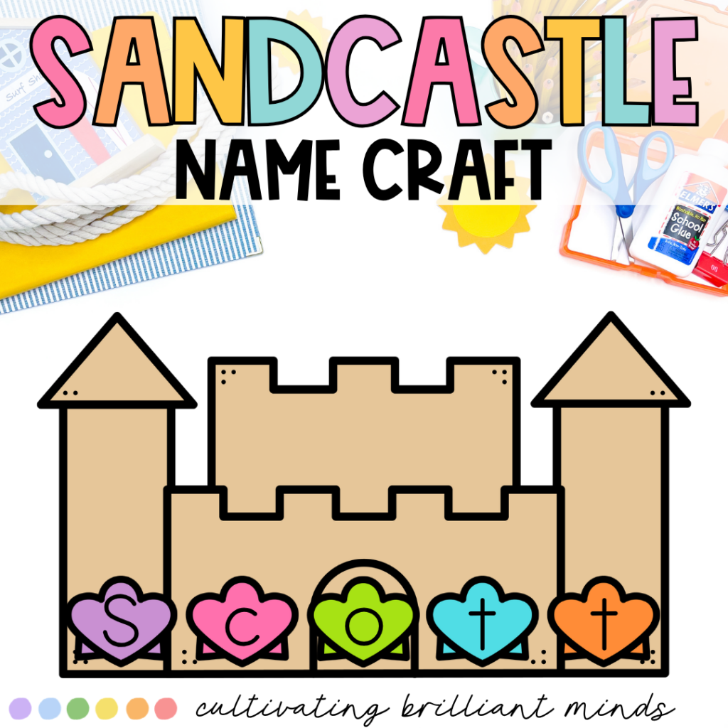 a sandcastle name craft that says "scott"