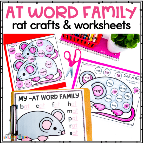 crafts and worksheets to practice the at word family