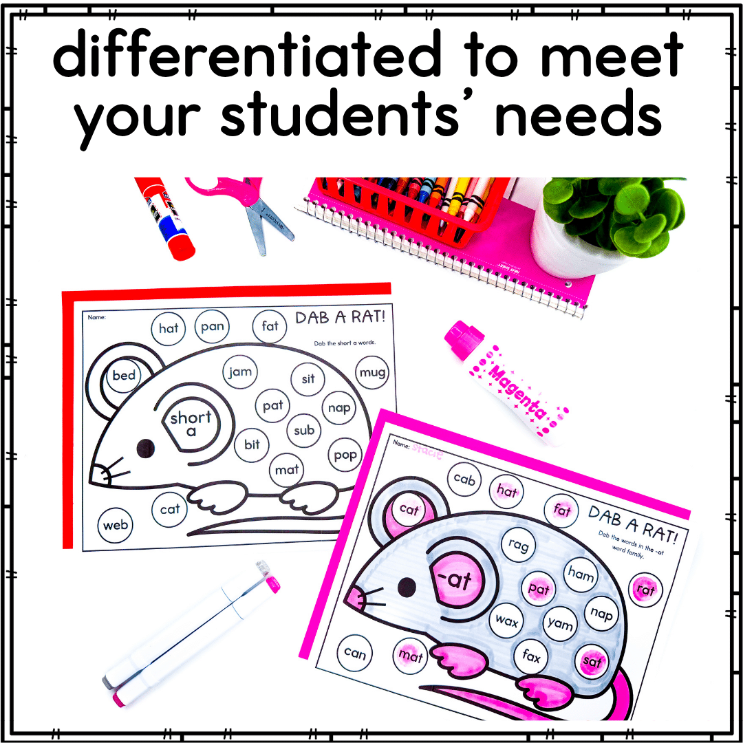 Short A AT Craft - Cultivating Brilliant Minds crafts and worksheets to practice the at word family