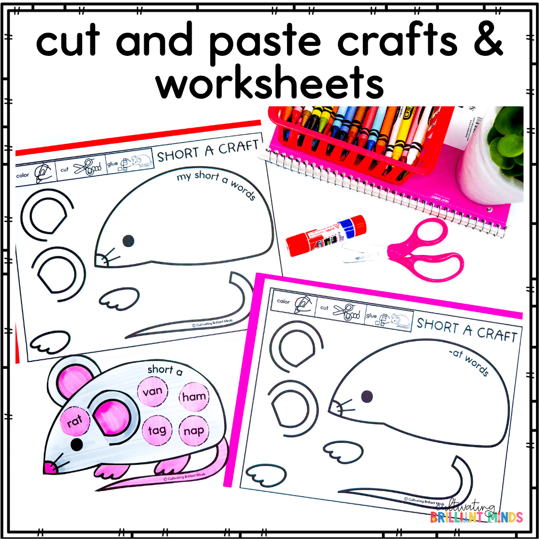 Short A AT Craft - Cultivating Brilliant Minds crafts and worksheets to practice the at word family