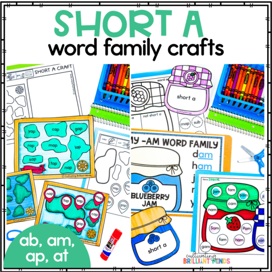crafts and worksheets to practice short a word families