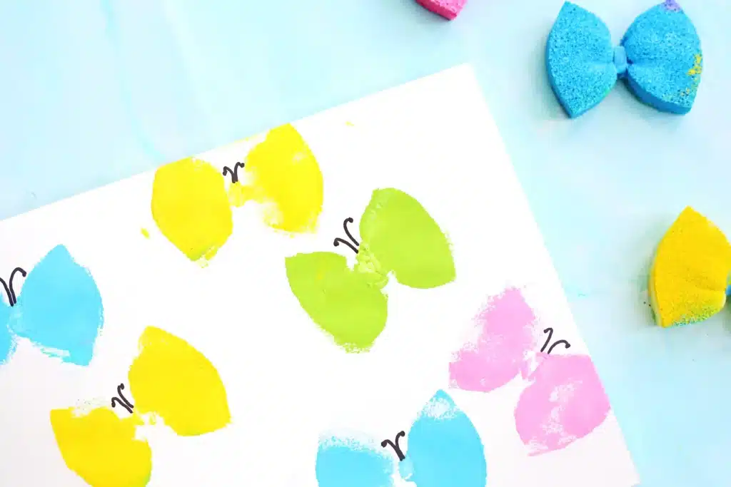 Sponge Painted Butterflies - Cultivating Brilliant Minds butterfly sponge painting that has different colored butterflies