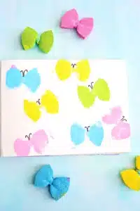 butterfly sponge painting that has different colored butterflies