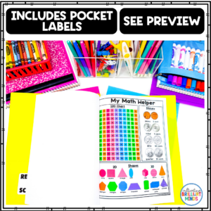 a take home folder for students with literacy and math reference sheets