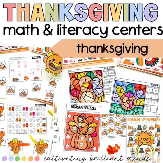 Thanksgiving Math and Literacy Centers