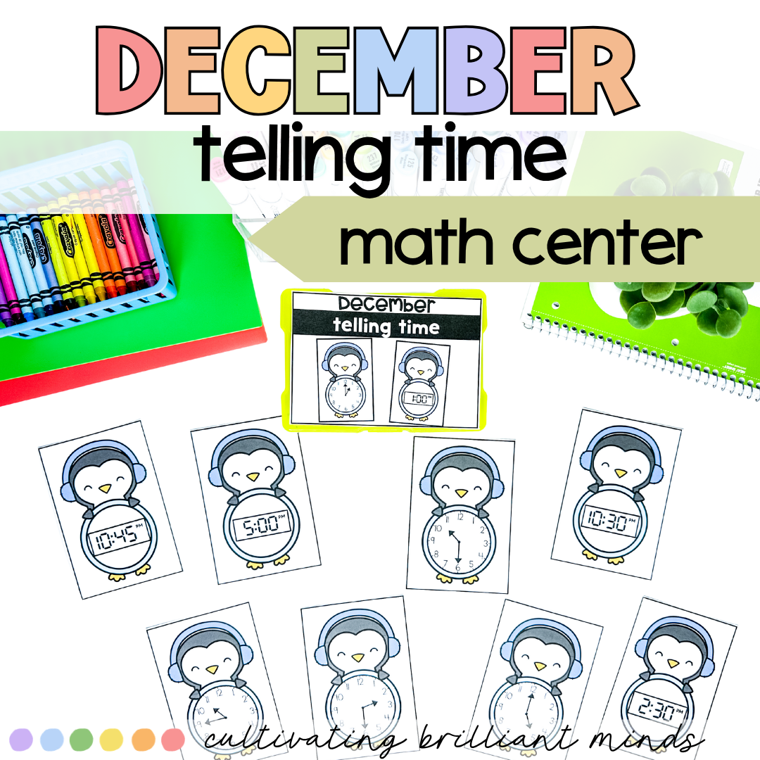 Winter Telling Time Task Cards 1 - Cultivating Brilliant Minds Winter Telling Time Task Cards