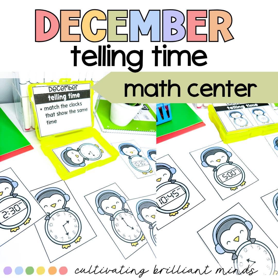 Winter Telling Time Task Cards4 - Cultivating Brilliant Minds Colorful