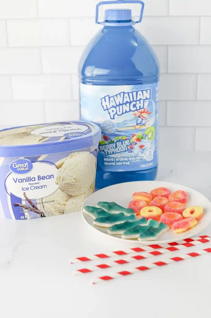 Shark Float for Shark Week - Cultivating Brilliant Minds ingredients for the shark floats