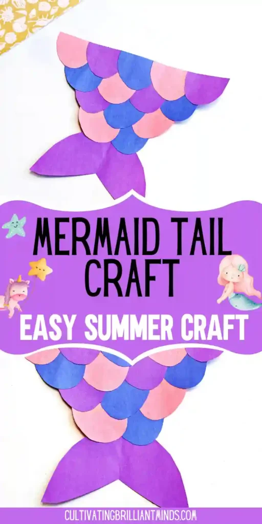 a mermaid tail craft made out of pink, purple, and blue construction paper