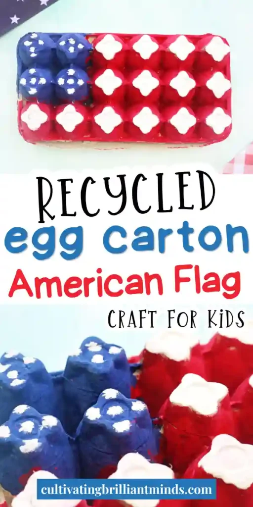 an egg carton american flag craft that is a painted egg carton that looks like the flag