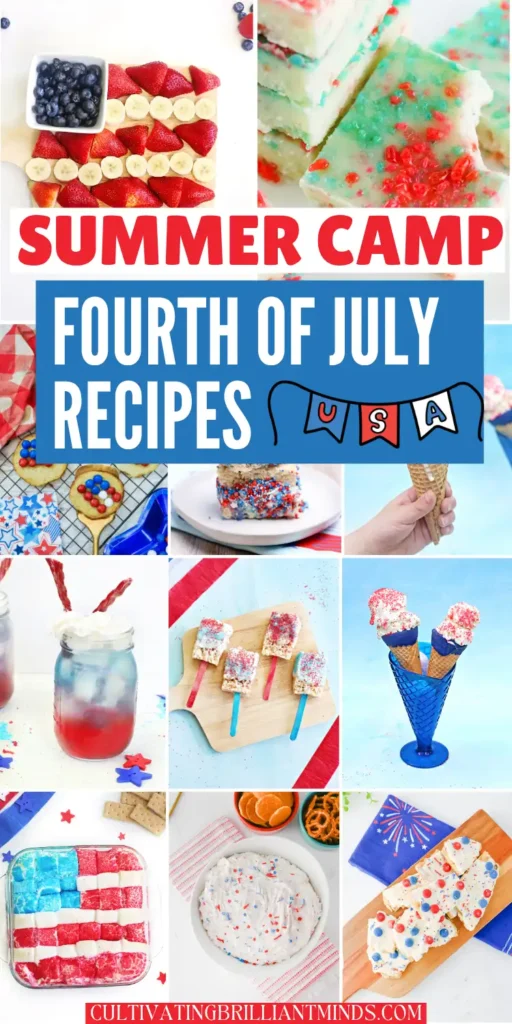 a collage of patriotic summer camp recipes