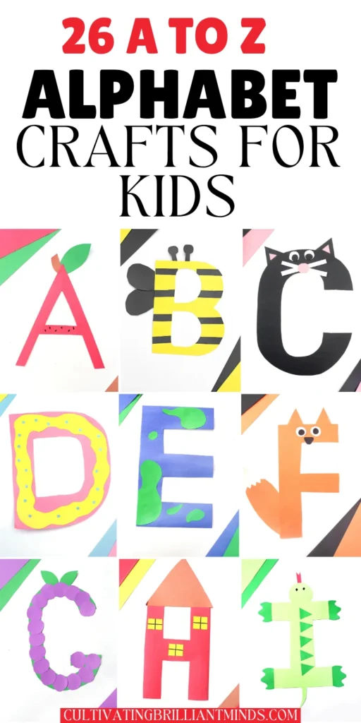 a collage of alphabet crafts for kids