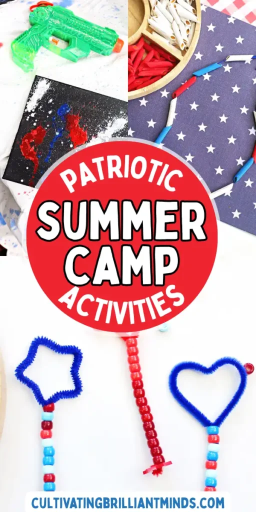 a collage of summer camp patriotic activities