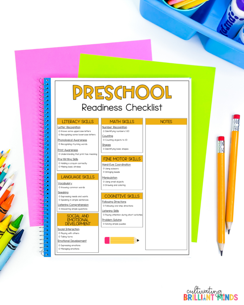 a readiness checklist for preschool