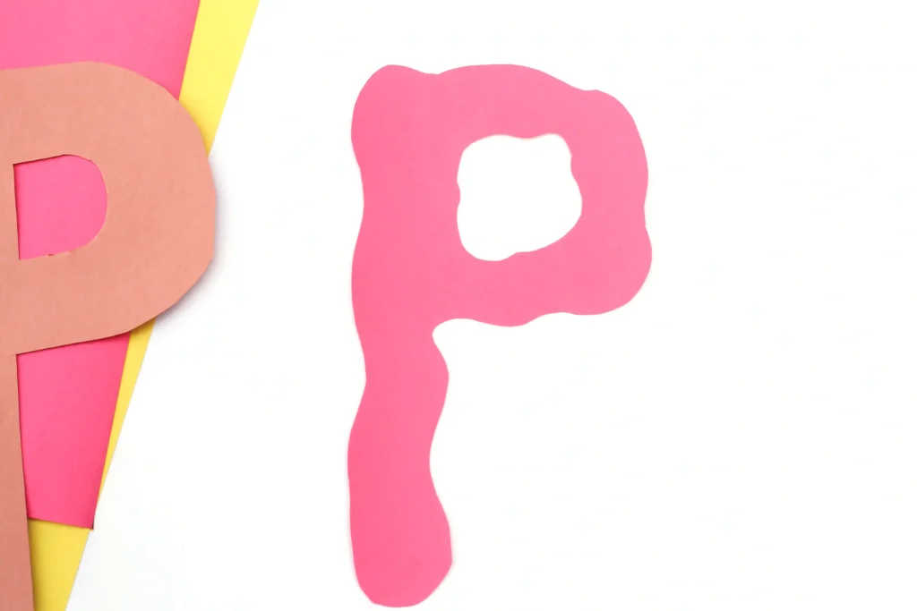 Letter P Pizza Craft - Cultivating Brilliant Minds a wavy letter p cut out of red construction paper