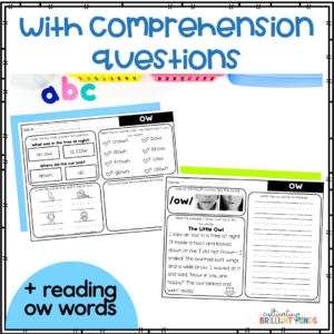 decodable diphthong ow reading passages with comprehension questions