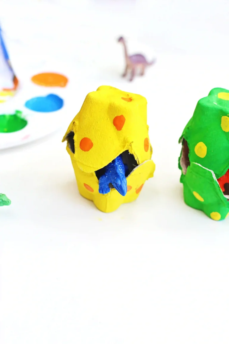 Close-up of colorful egg carton cups with polka-dots