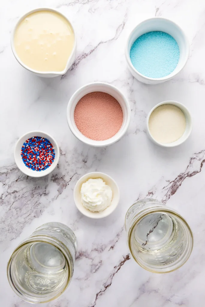 ingredients for these patriotic jello cups
