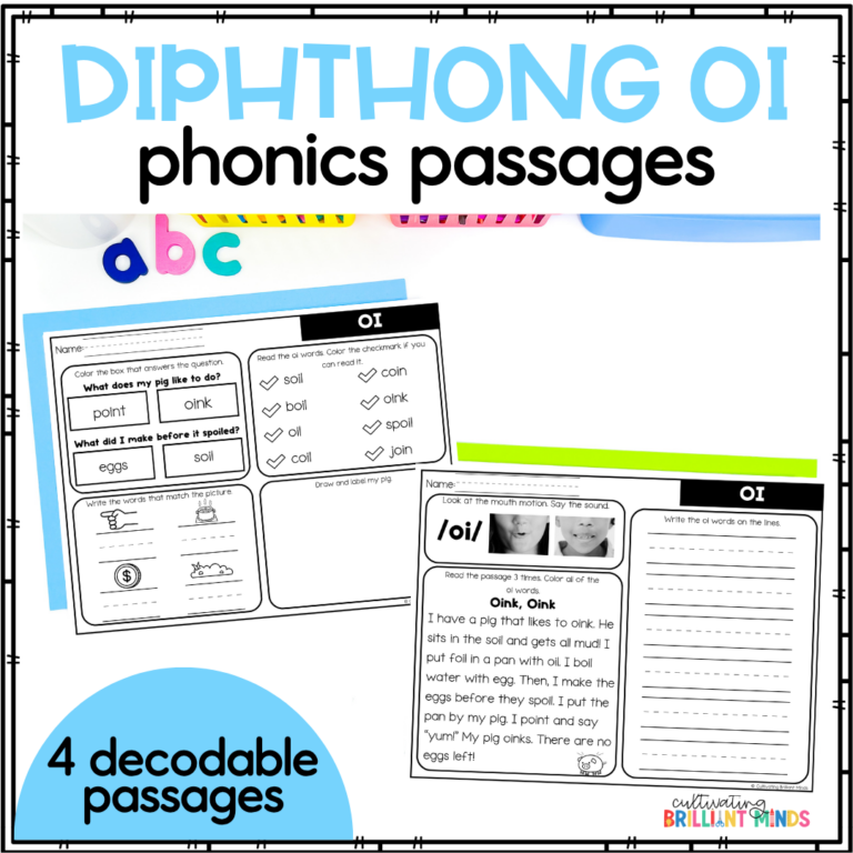 decodable diphthong oi reading passages with comprehension questions