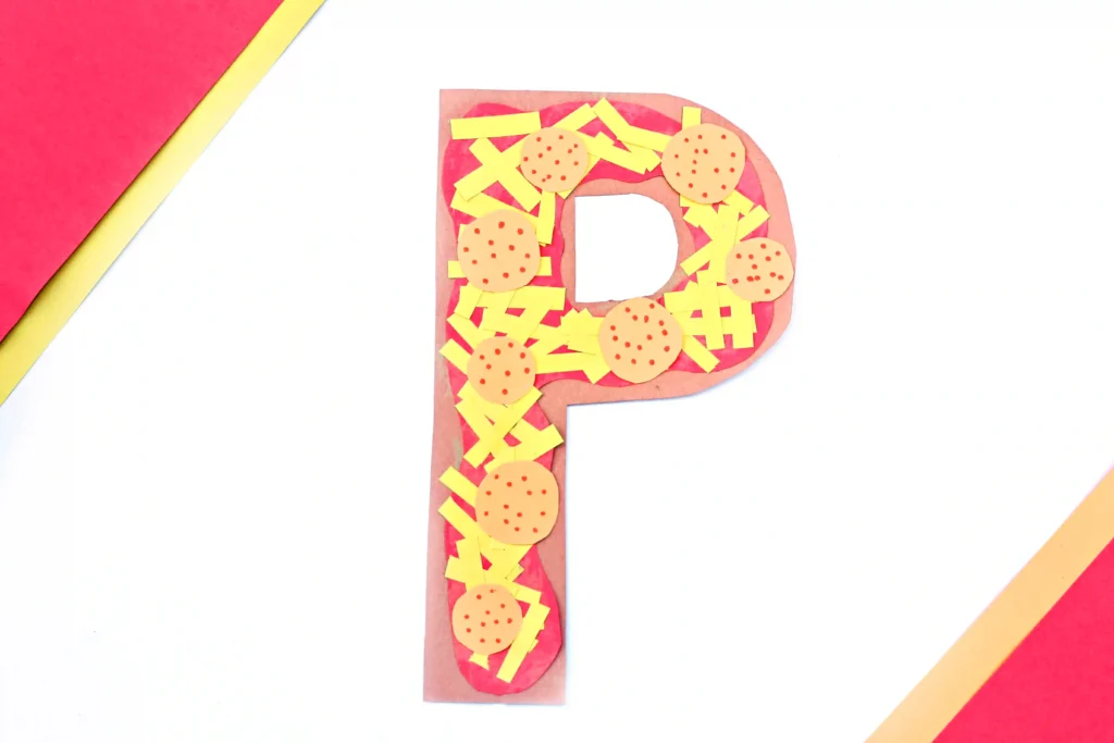 Letter P Pizza Craft - Cultivating Brilliant Minds a letter p craft that is decorated to look like pizza