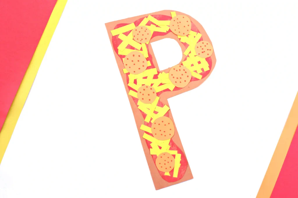Letter P Pizza Craft - Cultivating Brilliant Minds a letter p craft that is decorated to look like pizza