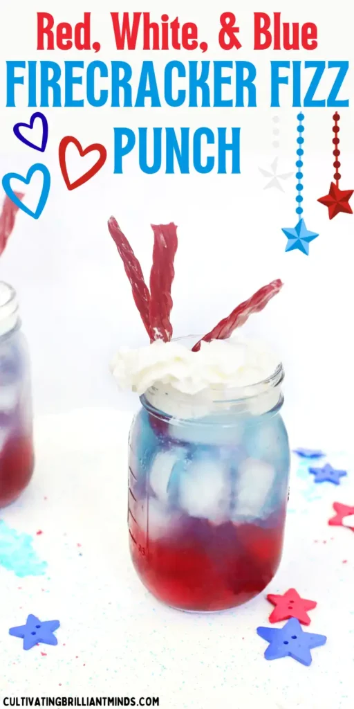 a red, white, and blue drink with whipped cream and twizzlers